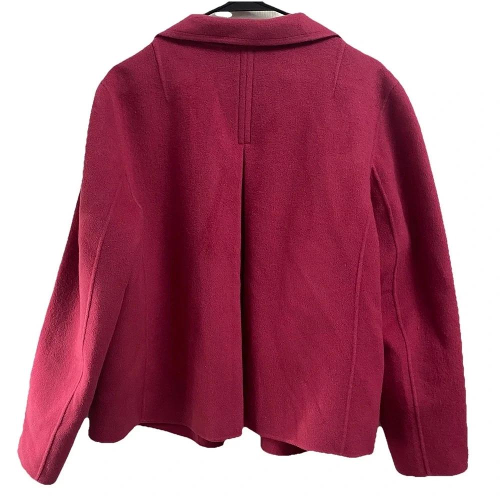 TALBOTS Womens 100%‎ Wool Open front Hot Pink Blazer Back Pleat Jacket Sz.14 EUC